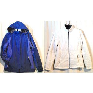 Free Country Radiance 3 in 1 Jacket Womens Small Blue White Hooded Lined Coat